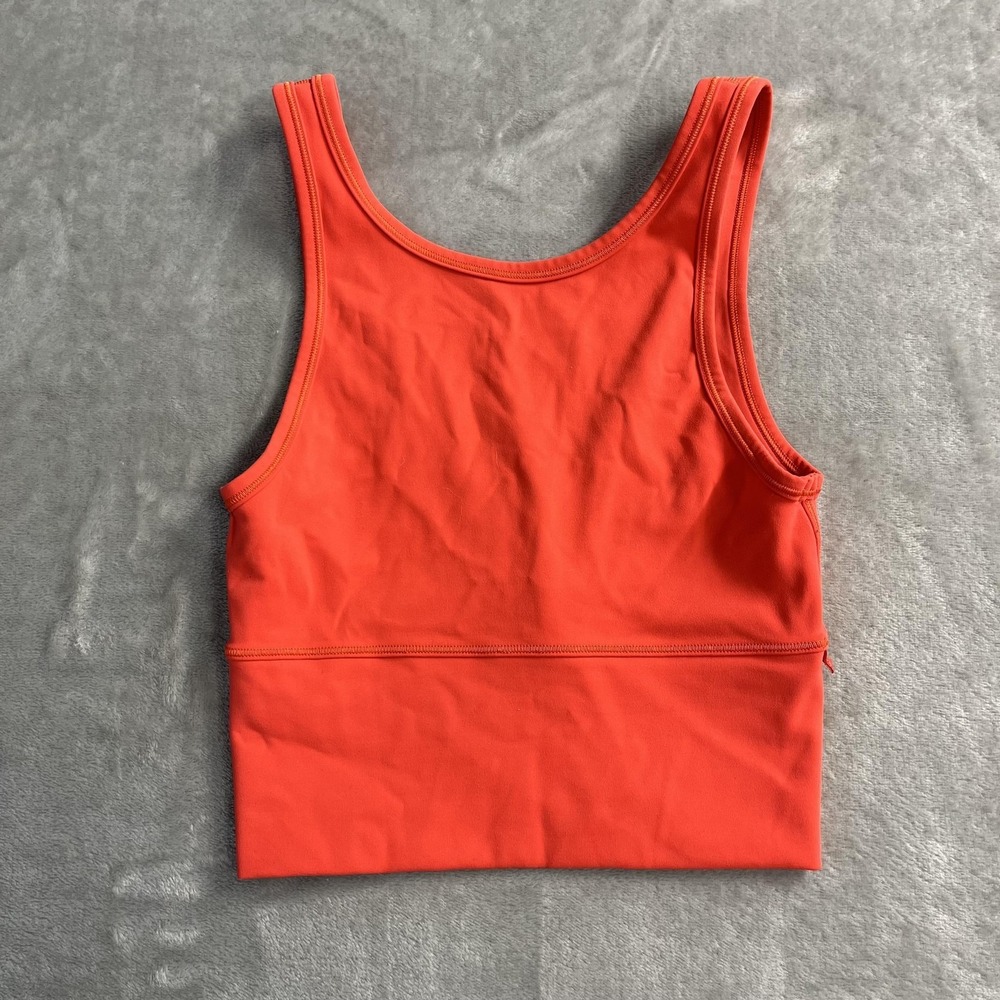Lululemon‎ Sports Bra Womens Small Orange Longline Scoop Neck V Back Yoga